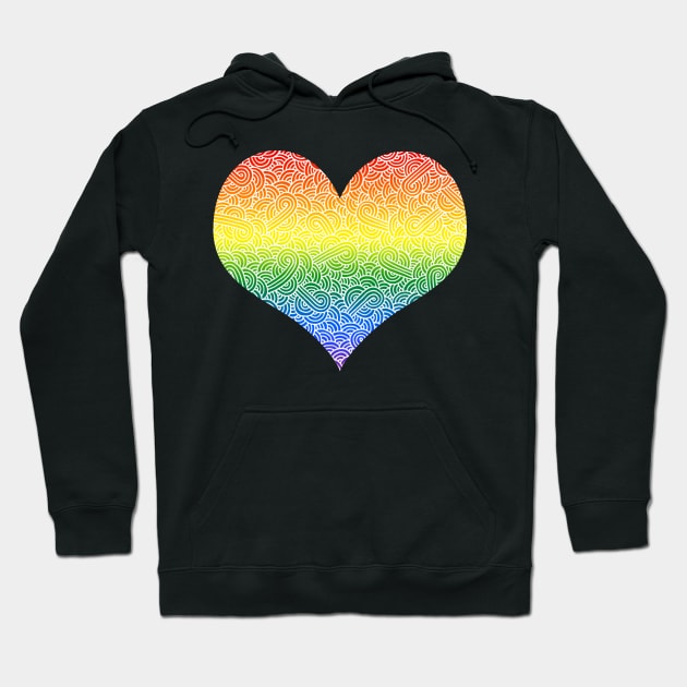 Ombré LGBTQ colours and white swirls doodles heart Hoodie by Savousepate